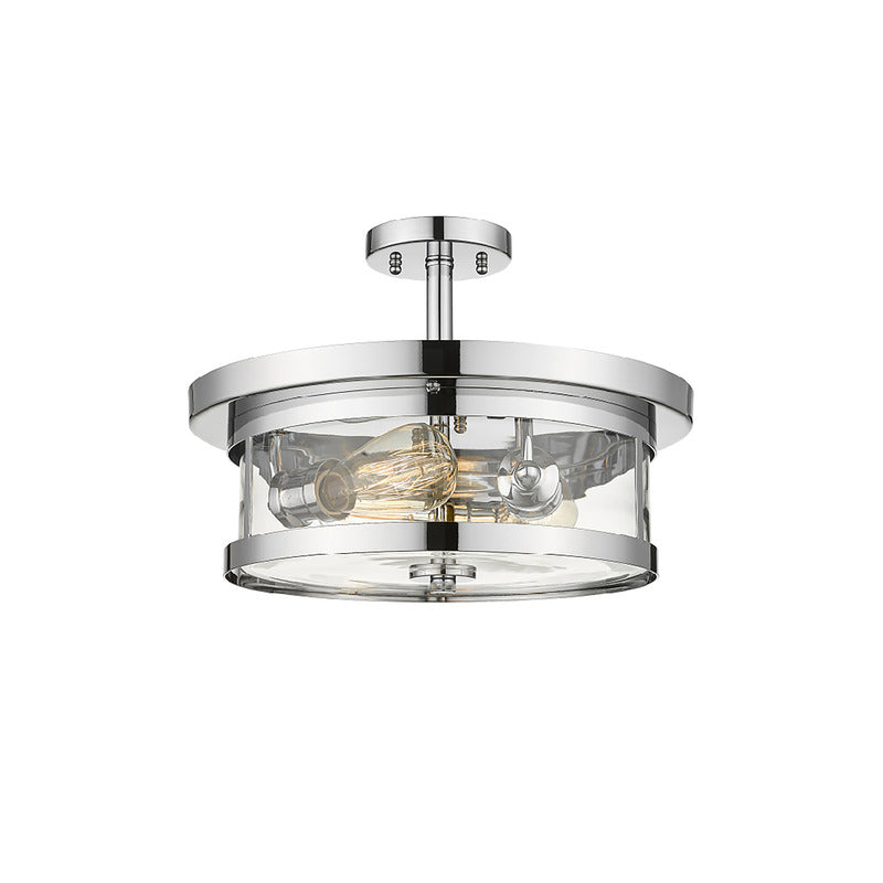 Round Semi Flush Mount with Clear Glass Shade in Chrome by Bethel