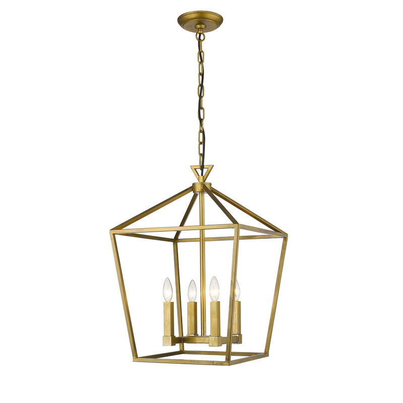 Metal Four Light Cage Ceiling Fixture in Gold by Bethel