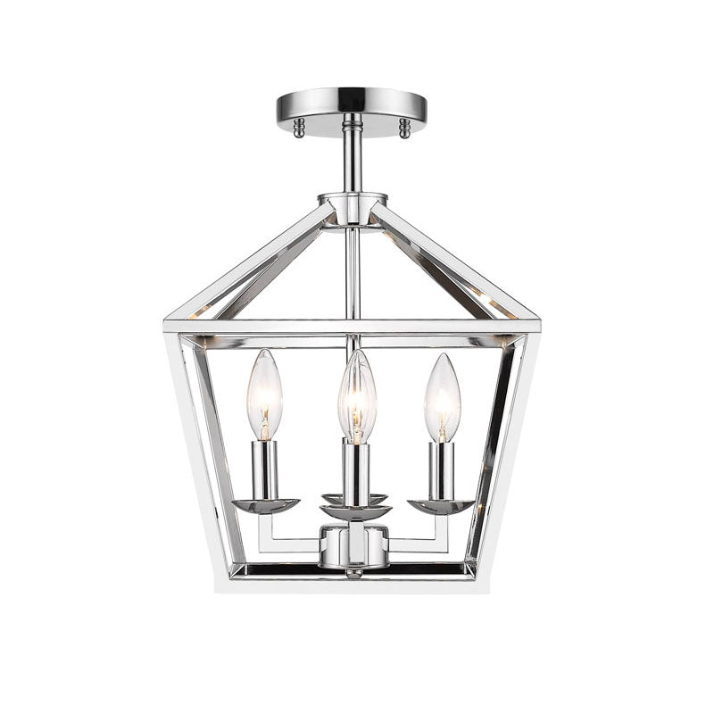 Candle Light Shiny Nickel Caged Frame Semi Flush Mount by Bethel - view 2