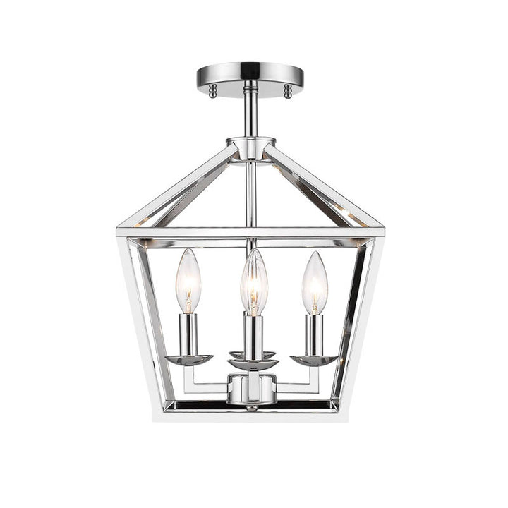 Candle Light Shiny Nickel Caged Frame Semi Flush Mount by Bethel - view 2
