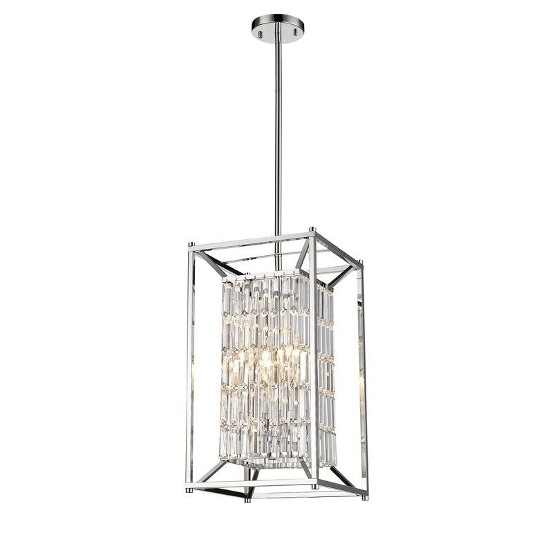 Cage Pendant Light with Clear Hanging Crystals, YS6222-4PB, by Bethel
