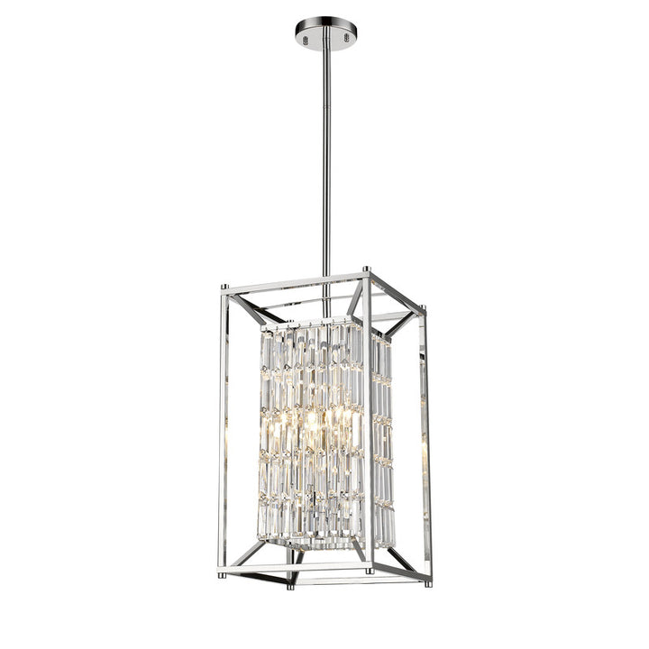 Cage Pendant Light with Clear Hanging Crystals, YS6222-4PB, by Bethel