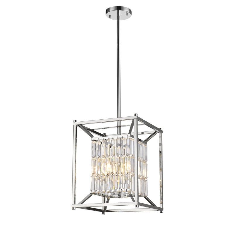Cage Pendant Light with Clear Hanging Crystals, YS6222-4PS, by Bethel
