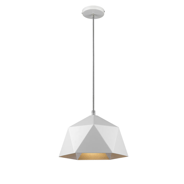 Metal Shade Single Pendant Light with Interior in White by Bethel