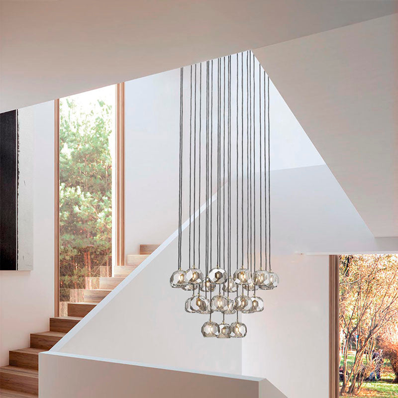 Gold Flushed Frame Chandelier with Hanging Smoke Glass Pendants by Bethel