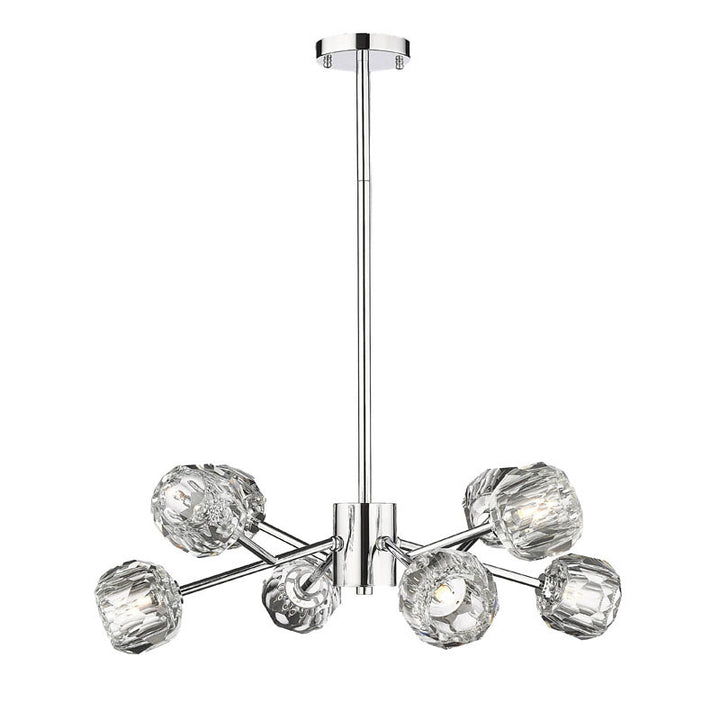 Frame Branch Chandelier with Clear Crystal Shades in Chrome by Bethel