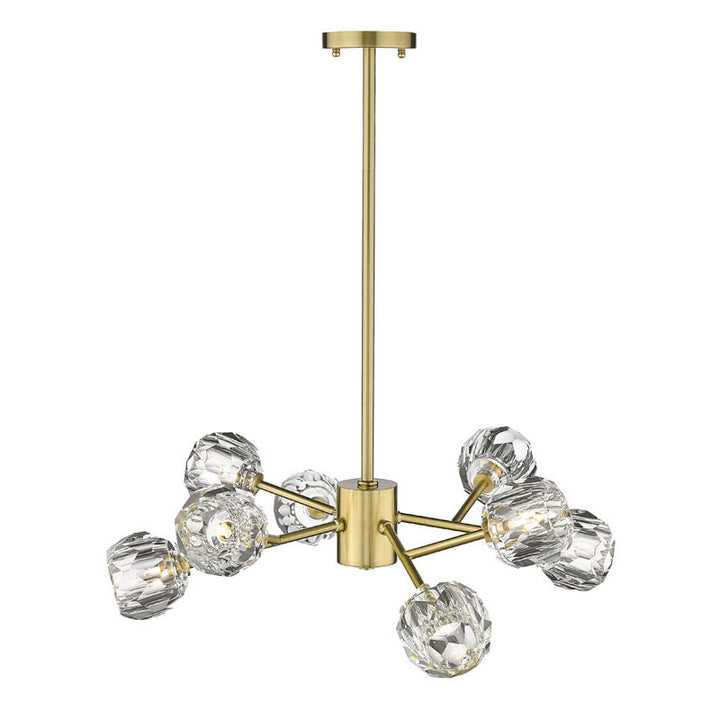 Frame Branch Chandelier with Clear Crystal Shades in Gold by Bethel