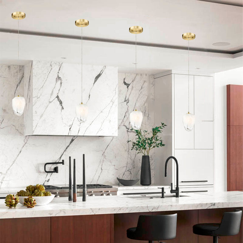 Frame Pendant Light with Glass Shade in Gold by Bethel