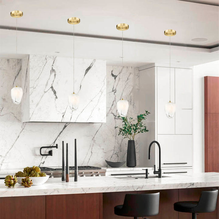 Frame Pendant Light with Glass Shade in Gold by Bethel