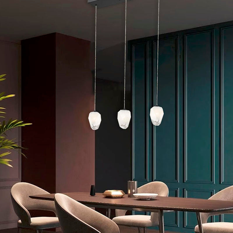 Frame Island Light with Glass Hanging Pendants in Black by Bethel