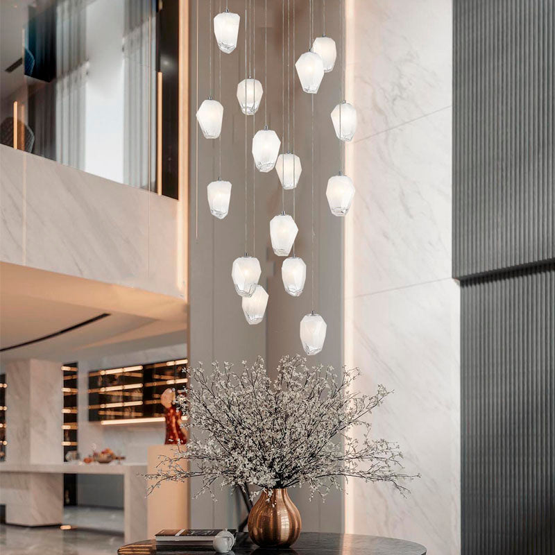 Round Flushed Chandelier with Hanging Glass Pendants (YS99) in Chrome by Bethel