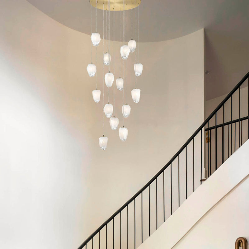 Round Flushed Chandelier with Hanging Glass Pendants (YS99) in Gold by Bethel