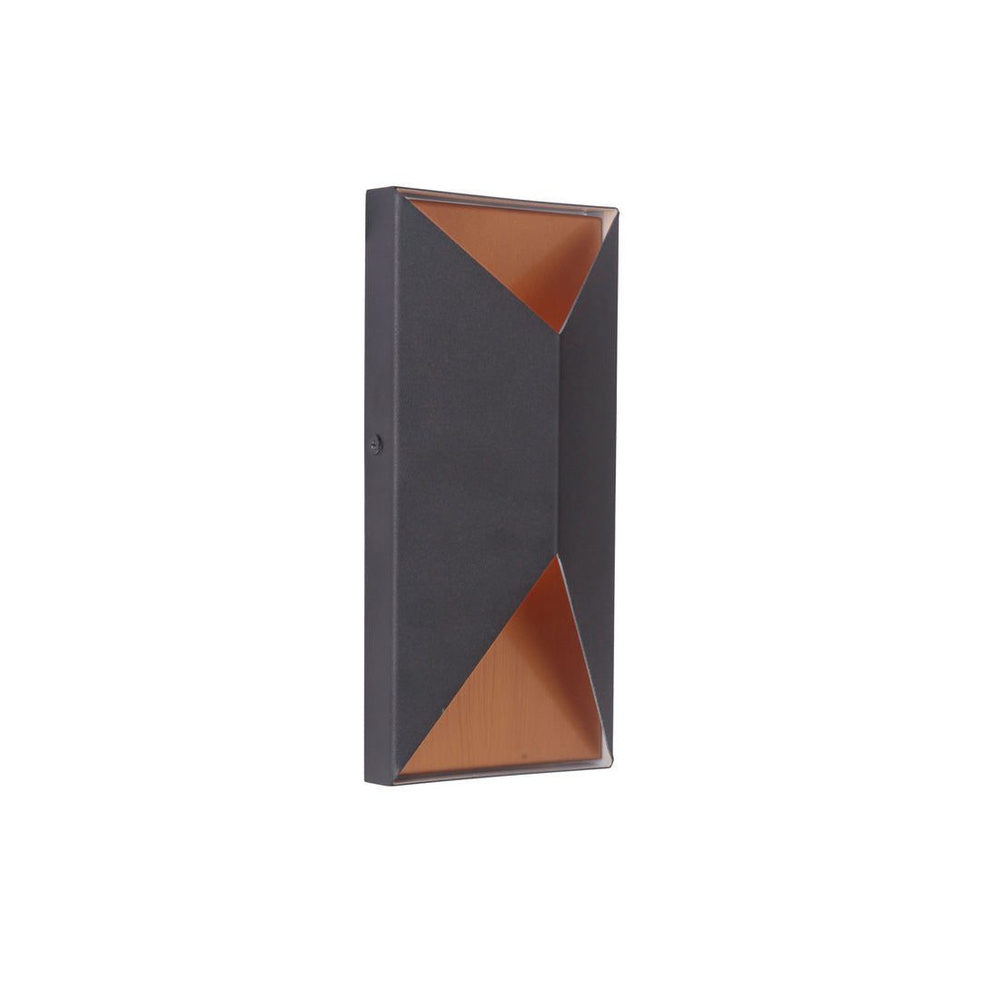 Peak LED Outdoor Pocket Sconce in Textured Matte Black/Satin Brass by Craftmade