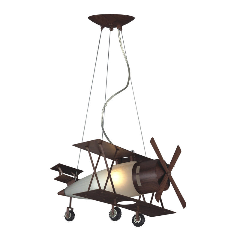 Brown Airplane Light Fixture with Frosted Glass in Brown by Bethel