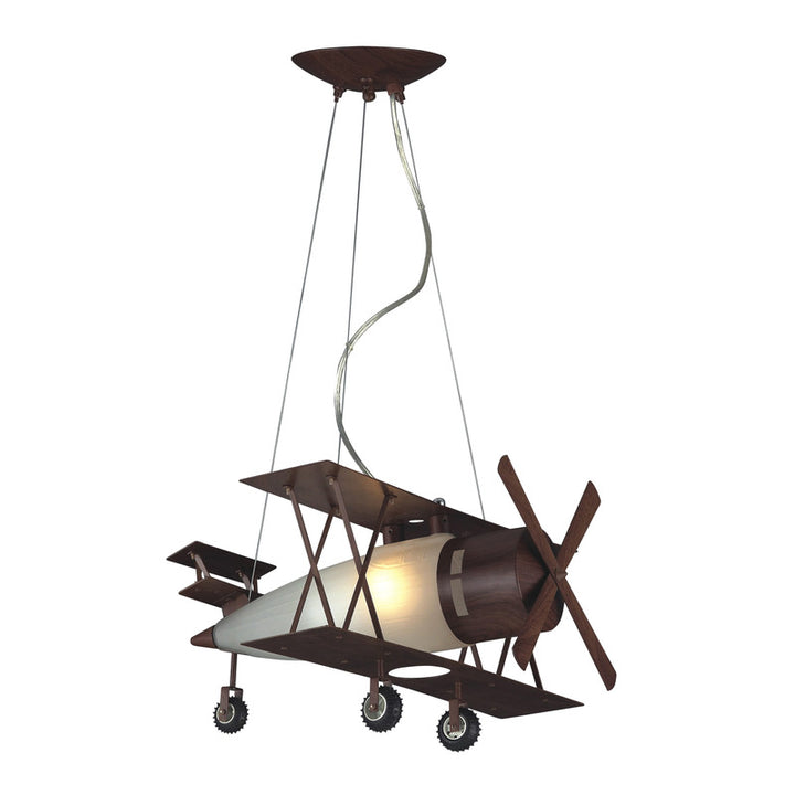 Brown Airplane Light Fixture with Frosted Glass in Brown by Bethel