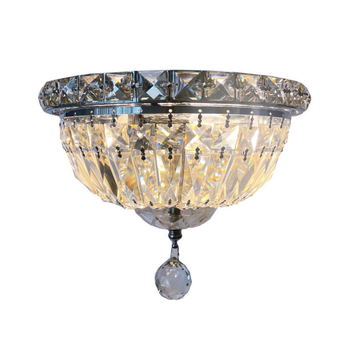 Clear &amp; Light Amber Crystal Flush Mount with Chrome Hardware