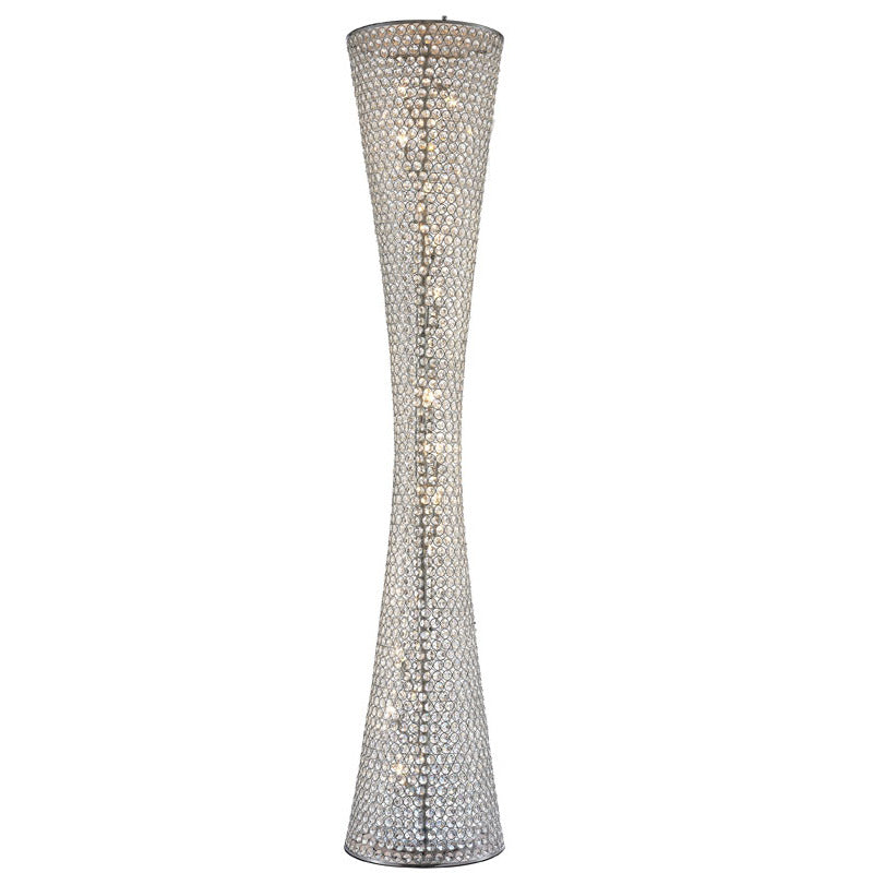 Clear Crystal Beaded Frame Floor Lamp with Hardware in Chrome by Bethel