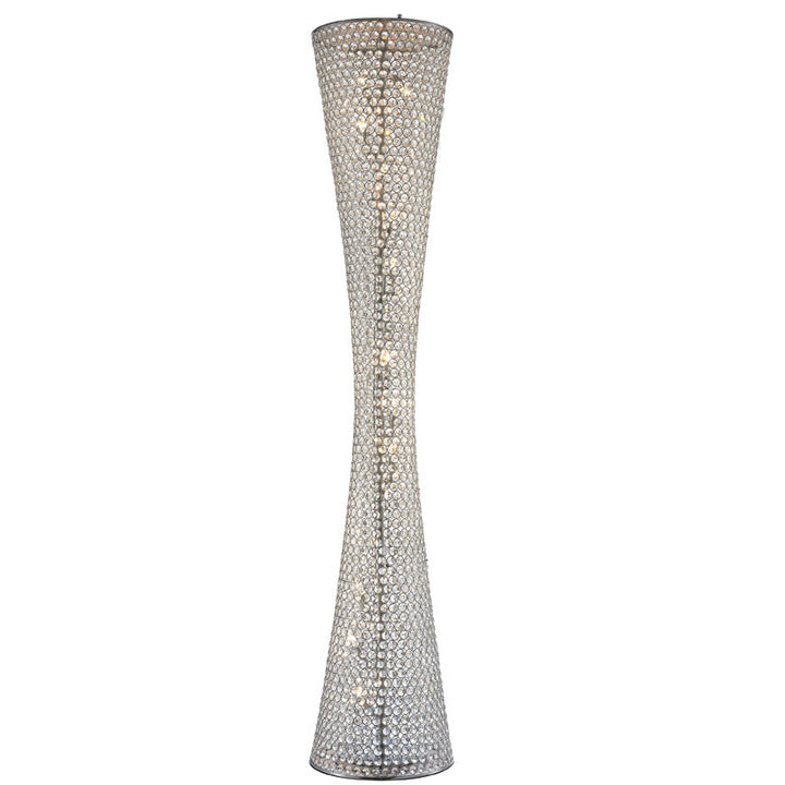 Clear Crystal Beaded Frame Floor Lamp with Hardware in Chrome by Bethel
