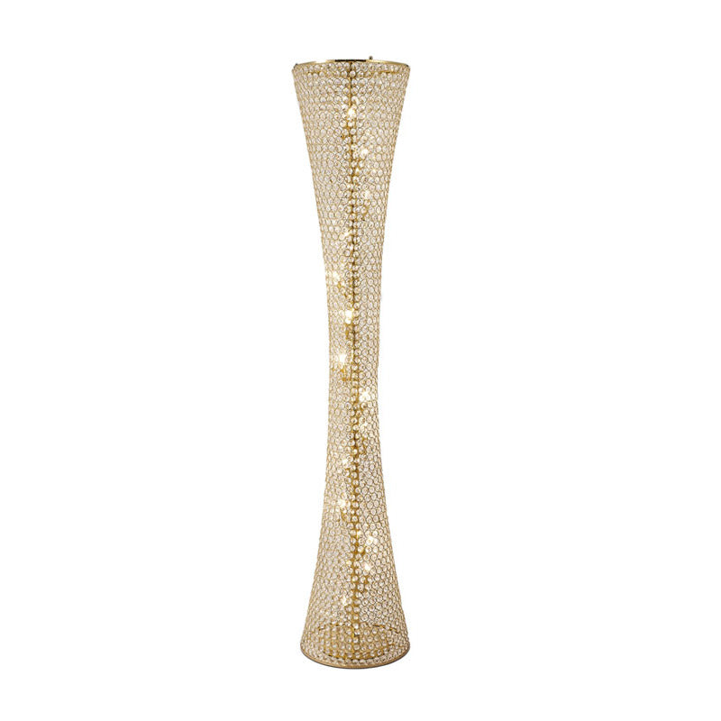 Clear Crystal Beaded Frame Floor Lamp with Hardware in Gold by Bethel