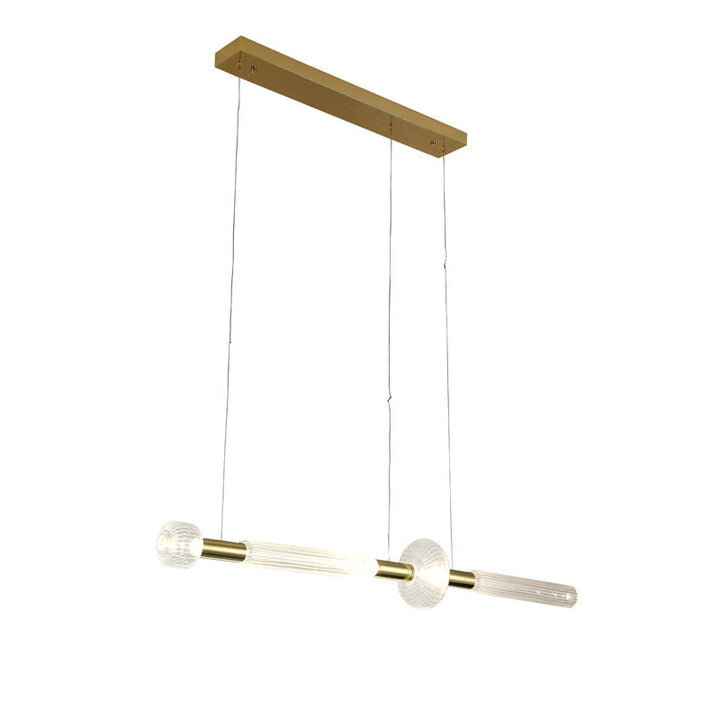 Clear Glass Linear LED Chandelier with Gold Hardware by Bethel