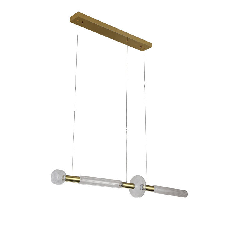 Clear Glass Linear LED Chandelier with Gold Hardware by Bethel - view 2