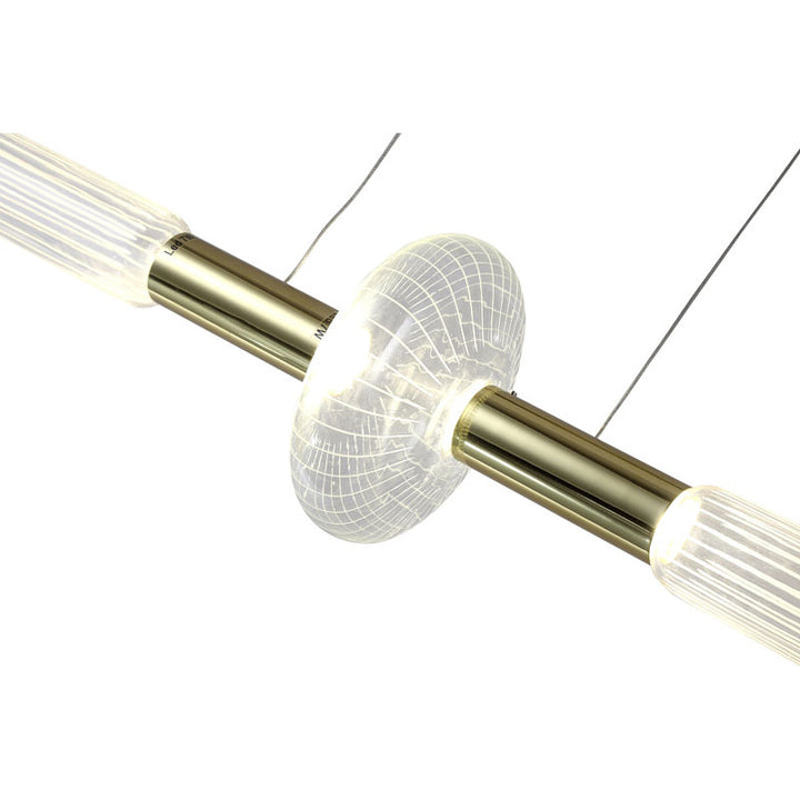 Clear Glass Linear LED Chandelier with Gold Hardware by Bethel - view 3