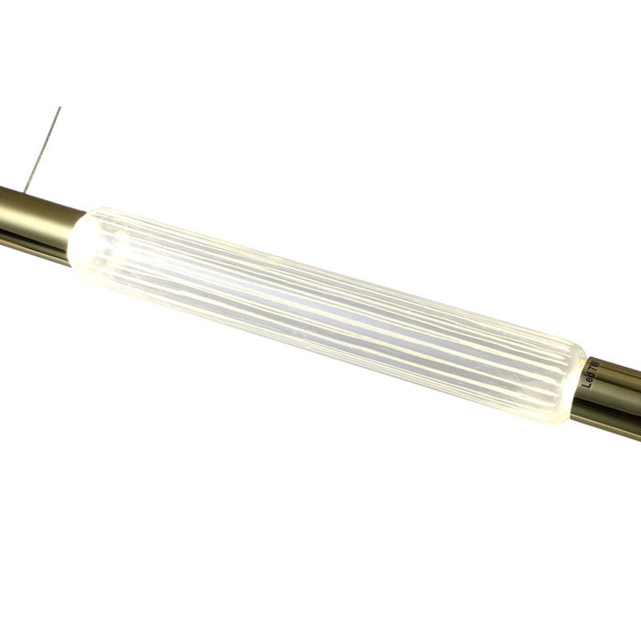 Clear Glass Linear LED Chandelier with Gold Hardware by Bethel - view 5