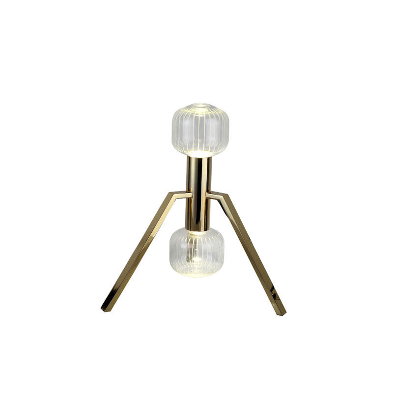 Gold Framed LED Table Lamp with Clear Glass Shade by Bethel - view 2