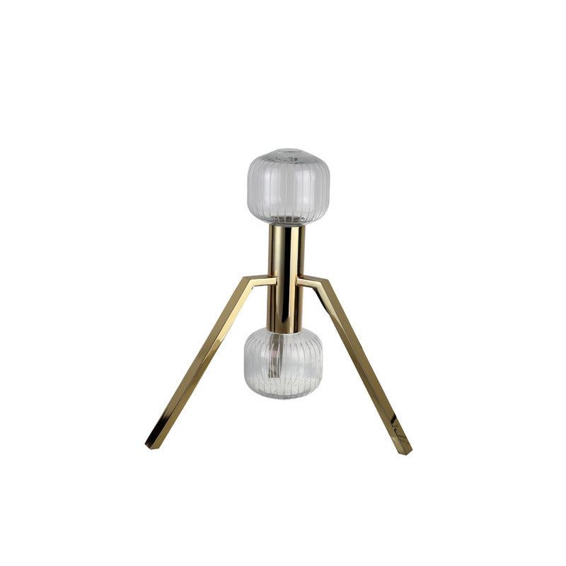 Gold Framed LED Table Lamp with Clear Glass Shade by Bethel - view 3