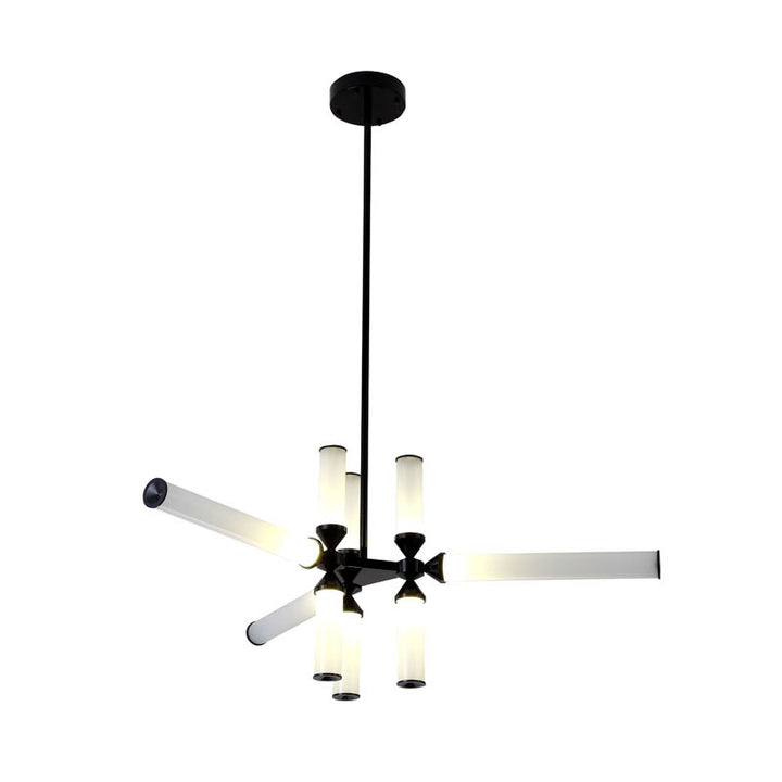 Aluminium Frame Chandelier with Glass Shades, 43.3", by Bethel