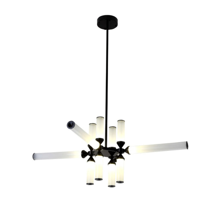 Aluminium Frame Chandelier with Glass Shades, 45.27", by Bethel