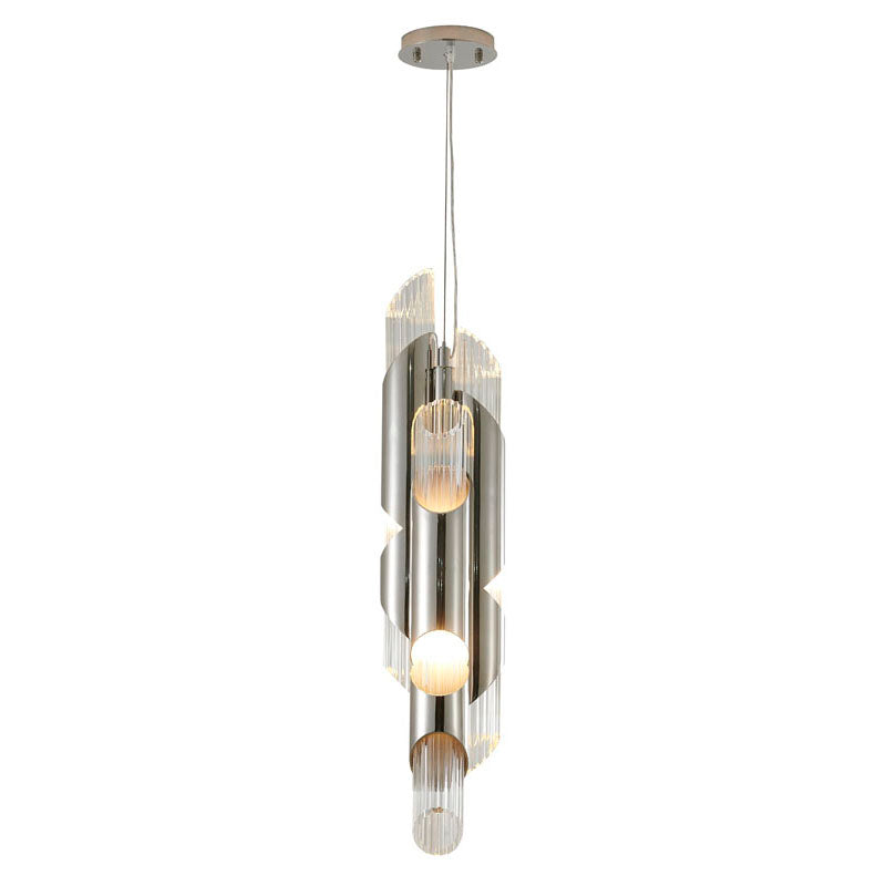 Stainless Steel Pendant Light with Clear Glass Shade in Chrome by Bethel