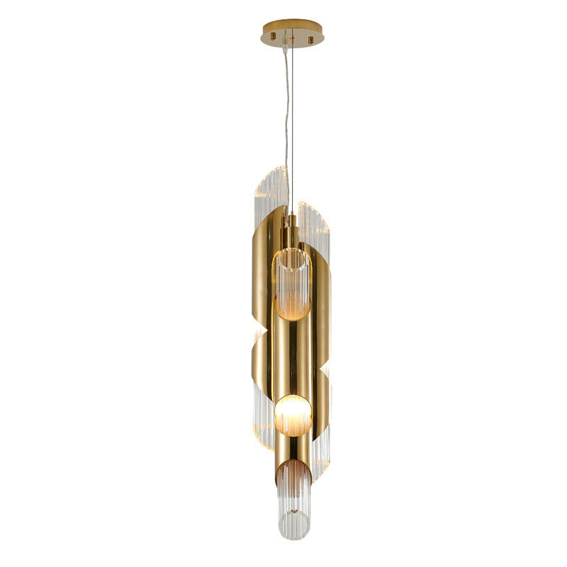 Stainless Steel Pendant Light with Clear Glass Shade in Gold by Bethel