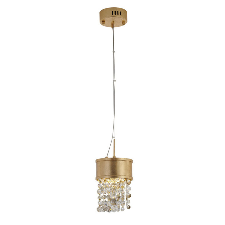 Leaf Framed Pendant Light with Clear &amp; Champagne Hanging Crystals