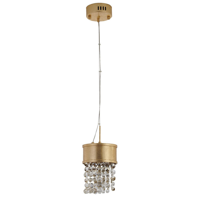 Leaf Framed Pendant Light with Clear &amp; Champagne Hanging Crystals