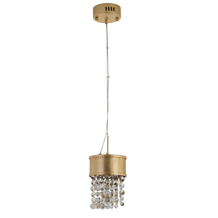 Leaf Framed Pendant Light with Clear &amp; Champagne Hanging Crystals