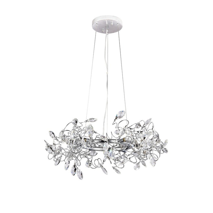 Round Chrome Frame Branch Chandelier with Clear Crystals by Bethel - view 2