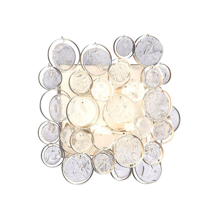Matte Nickel Metal Frame Wall Sconce with Clear Rippled Glass Drops by Bethel