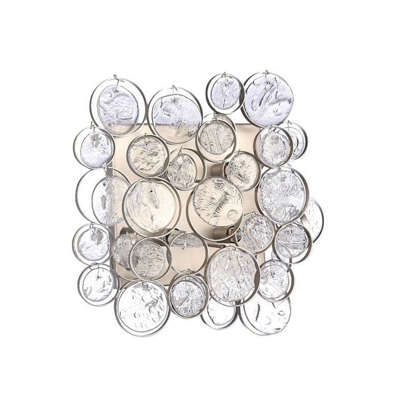 Matte Nickel Metal Frame Wall Sconce with Clear Rippled Glass Drops by Bethel - view 2