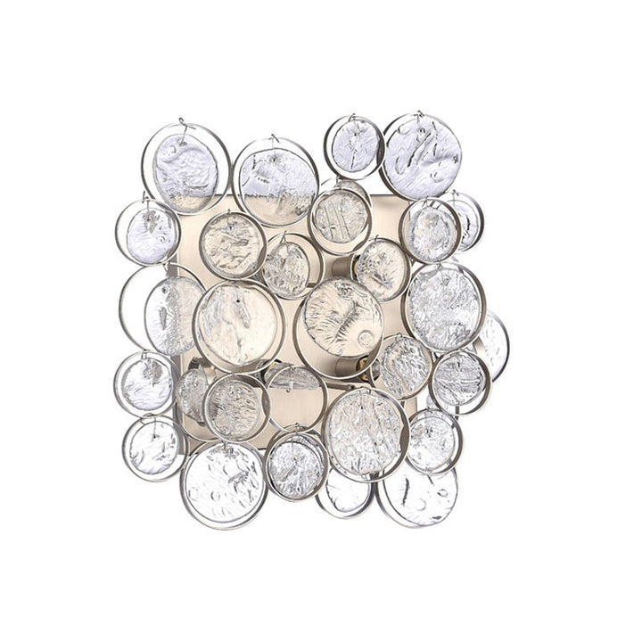 Matte Nickel Metal Frame Wall Sconce with Clear Rippled Glass Drops by Bethel - view 2