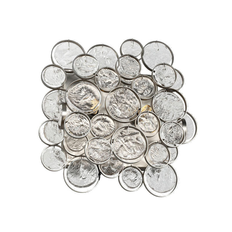 Matte Nickel Metal Frame Wall Sconce with Clear Rippled Glass Drops by Bethel - view 4