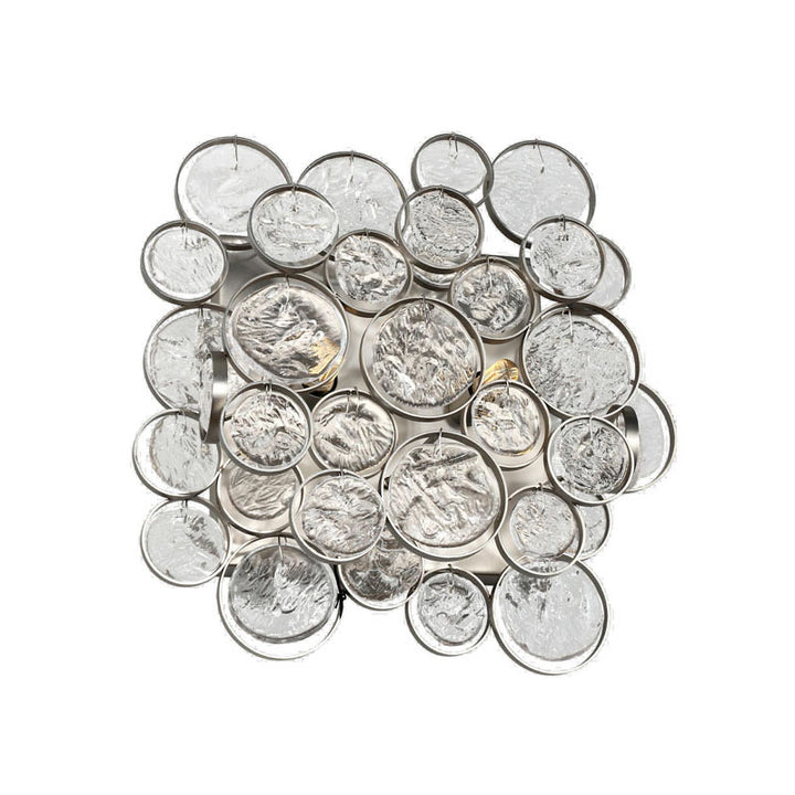Matte Nickel Metal Frame Wall Sconce with Clear Rippled Glass Drops by Bethel - view 4