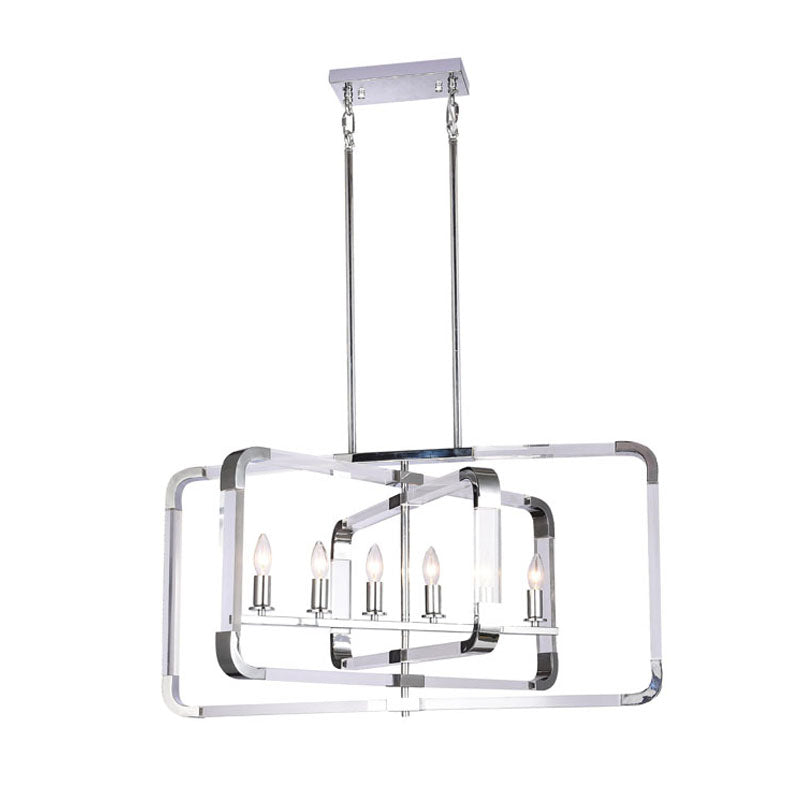 Metal Frame Rectangular Shaped Ceiling Fixture with Clear Acrylic Arms Arms