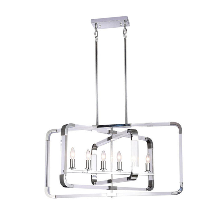 Metal Frame Rectangular Shaped Ceiling Fixture with Clear Acrylic Arms Arms