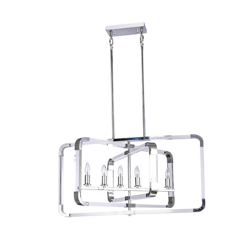 Metal Frame Rectangular Shaped Ceiling Fixture with Clear Acrylic Arms Arms
