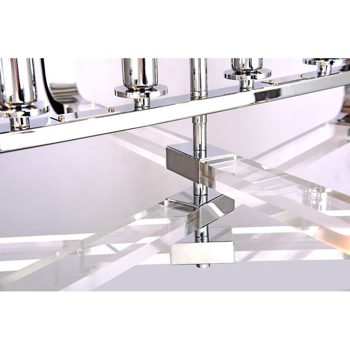 Metal Frame Rectangular Shaped Ceiling Fixture with Clear Acrylic Arms Arms