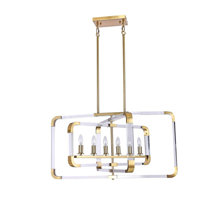 Metal Frame Rectangular Shaped Ceiling Fixture with Clear Acrylic Arms Arms