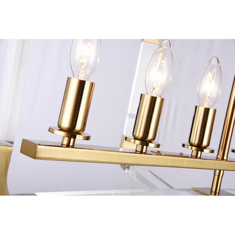Metal Frame Rectangular Shaped Ceiling Fixture with Clear Acrylic Arms Arms