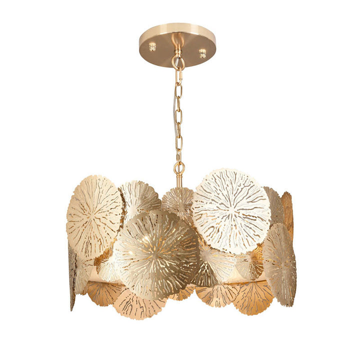Round Copper Petal Leaf Ceiling Fixture with Bottom Acrylic Cover by Bethel