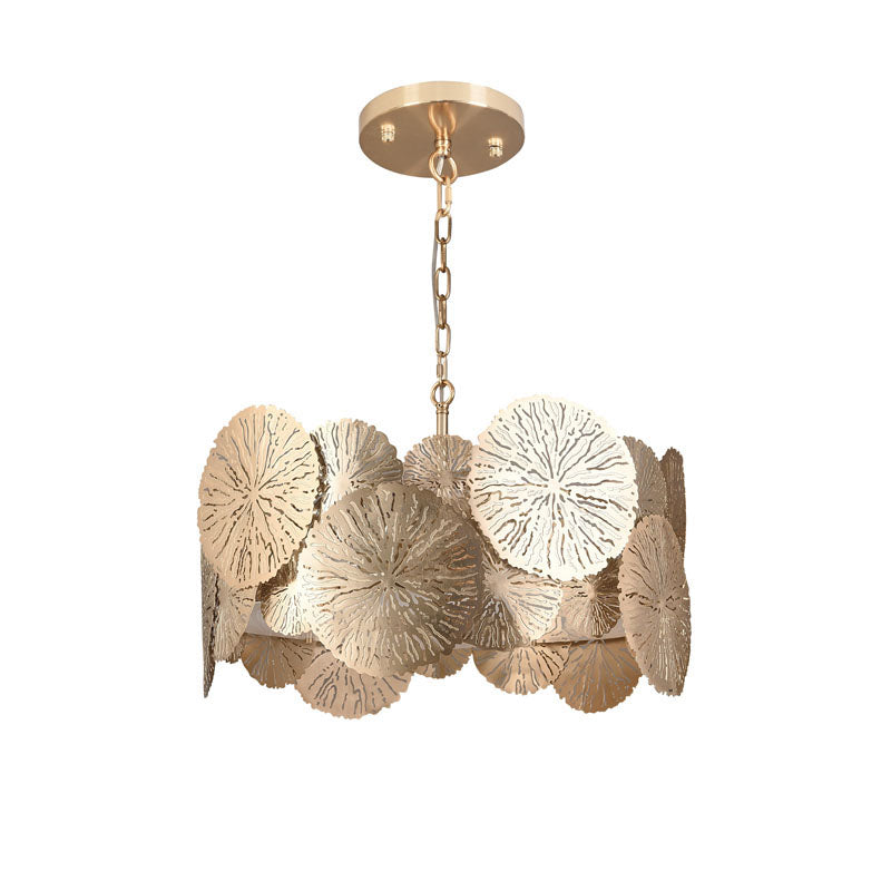Round Copper Petal Leaf Ceiling Fixture with Bottom Acrylic Cover by Bethel - view 2